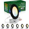 imagezouzai 1 Pack 4 Inch 5CCT UltraThin LED Recessed Ceiling Light with Junction Box 2700K3000K3500K4000K5000K Selectable 9W Eqv 80W Dimmable led can Lights  ETL and Energy Star CertifiedBlack6 Pack