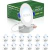 imagezouzai 12 Pack 4 Inch Black 5CCT Reset UltraThin LED Recessed Ceiling Light with Junction Box 2700K3000K3500K4000K5000K Selectable 9W Dimmable led can Lights  ETL and Energy Star Certified6000K Clear White