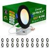 imagezouzai 20 Pack 4 Inch UltraThin LED Recessed Ceiling Light with Junction Box 5CCT Adjustable Dimmable CanKiller Downlight  ETL and Energy Star Certified5CCTBlack