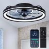 imagezouzai Low Profile Ceiling Fan with Lights and Remote 189 inch Modern Ceiling Fans Flush Mount Dimmable LED Fan Light Ceiling Fans with Lights for Bedroom Black Frosted RingBlack