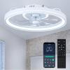 imagezouzai Low Profile Ceiling Fan with Lights and Remote 189 inch Modern Ceiling Fans Flush Mount Dimmable LED Fan Light Ceiling Fans with Lights for Bedroom Black Frosted RingWhite