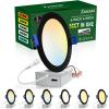 imagezouzai 1 Pack 4 Inch 5CCT UltraThin LED Recessed Ceiling Light with Junction Box 2700K3000K3500K4000K5000K Selectable 9W Eqv 80W Dimmable led can Lights  ETL and Energy Star CertifiedBlack6 Pack