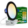 imagezouzai 1 Pack 4 Inch 5CCT UltraThin LED Recessed Ceiling Light with Junction Box 2700K3000K3500K4000K5000K Selectable 9W Eqv 80W Dimmable led can Lights  ETL and Energy Star CertifiedBlack1 Pack