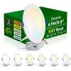 imagezouzai 1 Pack 4 Inch 5CCT UltraThin LED Recessed Ceiling Light with Junction Box 2700K3000K3500K4000K5000K Selectable 9W Eqv 80W Dimmable led can Lights  ETL and Energy Star CertifiedWhite6 Pack