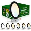 imagezouzai 1 Pack 4 Inch 5CCT UltraThin LED Recessed Ceiling Light with Junction Box 2700K3000K3500K4000K5000K Selectable 9W Eqv 80W Dimmable led can Lights  ETL and Energy Star CertifiedBlack6 Pack