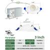 imagezouzai 1 Pack 4 inch 5CCT LED Gimbal Led Recessed Light with Junction Box 36090 Adjustable Directional Eyeball Lighting Dimmable 2700K3000K3500K4000K5000K 900LM 10W85WETLampampEnergy StarWhite 1 Pack