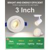 imagezouzai 1 Pack 4 inch 5CCT LED Gimbal Led Recessed Light with Junction Box 36090 Adjustable Directional Eyeball Lighting Dimmable 2700K3000K3500K4000K5000K 900LM 10W85WETLampampEnergy StarWhite 6 Pack
