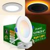imagezouzai 12 Pack 4 Inch Black 5CCT Reset UltraThin LED Recessed Ceiling Light with Junction Box 2700K3000K3500K4000K5000K Selectable 9W Dimmable led can Lights  ETL and Energy Star Certified5CCT2000K Night Light