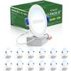 imagezouzai 12 Pack 4 Inch Black 5CCT Reset UltraThin LED Recessed Ceiling Light with Junction Box 2700K3000K3500K4000K5000K Selectable 9W Dimmable led can Lights  ETL and Energy Star Certified6000K Clear White