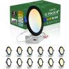 imagezouzai 12 Pack 4 Inch Black 5CCT Reset UltraThin LED Recessed Ceiling Light with Junction Box 2700K3000K3500K4000K5000K Selectable 9W Dimmable led can Lights  ETL and Energy Star Certified5CCTBlack