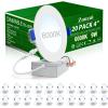 imagezouzai 20 Pack 4 Inch UltraThin LED Recessed Ceiling Light with Junction Box 5CCT Adjustable Dimmable CanKiller Downlight  ETL and Energy Star Certified5000KDaylight