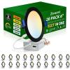 imagezouzai 20 Pack 4 Inch UltraThin LED Recessed Ceiling Light with Junction Box 5CCT Adjustable Dimmable CanKiller Downlight  ETL and Energy Star Certified5CCTBlack