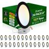 imagezouzai 24 Pack 4 Inch UltraThin LED Recessed Ceiling Light with Junction Box 5CCT Adjustable Dimmable CanKiller Downlight  ETL and Energy Star Certified 24 Pack 5CCT White 4 Inch5CCTBlack