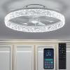imagezouzai Low Profile Ceiling Fan with Lights and Remote 189 inch Modern Ceiling Fans Flush Mount Dimmable LED Fan Light Ceiling Fans with Lights for Bedroom Black Frosted RingWhite