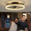 imagezouzai Low Profile Ceiling Fan with Lights and Remote 189 inch Modern Ceiling Fans Flush Mount Dimmable LED Fan Light Ceiling Fans with Lights for Bedroom Black Frosted RingBlack