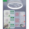imagezouzai Low Profile Ceiling Fan with Lights and Remote 189 inch Modern Ceiling Fans Flush Mount Dimmable LED Fan Light Ceiling Fans with Lights for Bedroom Black Frosted RingWhite