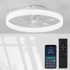 imagezouzai Low Profile Ceiling Fan with Lights and Remote 189 inch Modern Ceiling Fans Flush Mount Dimmable LED Fan Light Ceiling Fans with Lights for Bedroom Black Frosted RingWhite