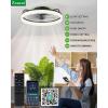 imagezouzai Low Profile Ceiling Fan with Lights and Remote 189 inch Modern Ceiling Fans Flush Mount Dimmable LED Fan Light Ceiling Fans with Lights for Bedroom Black Frosted RingBlack