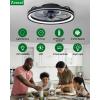 imagezouzai Low Profile Ceiling Fan with Lights and Remote 189 inch Modern Ceiling Fans Flush Mount Dimmable LED Fan Light Ceiling Fans with Lights for Bedroom Black Frosted RingBlack