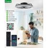 imagezouzai Low Profile Ceiling Fan with Lights and Remote 189 inch Modern Ceiling Fans Flush Mount Dimmable LED Fan Light Ceiling Fans with Lights for Bedroom Black Frosted RingBlack