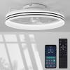 imagezouzai Low Profile Ceiling Fan with Lights and Remote 189 inch Modern Ceiling Fans Flush Mount Dimmable LED Fan Light Ceiling Fans with Lights for Bedroom Black Frosted RingWhite