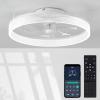 imagezouzai Low Profile Ceiling Fan with Lights and Remote 189 inch Modern Ceiling Fans Flush Mount Dimmable LED Fan Light Ceiling Fans with Lights for Bedroom Black Frosted RingWhite