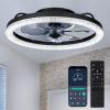 imagezouzai Low Profile Ceiling Fan with Lights and Remote 189 inch Modern Ceiling Fans Flush Mount Dimmable LED Fan Light Ceiling Fans with Lights for Bedroom Black Frosted RingWhite