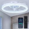 imagezouzai Low Profile Ceiling Fan with Lights and Remote 189 inch Modern Ceiling Fans Flush Mount Dimmable LED Fan Light Ceiling Fans with Lights for Bedroom Black Frosted RingBlack