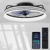 imagezouzai Low Profile Ceiling Fan with Lights and Remote 189 inch Modern Ceiling Fans Flush Mount Dimmable LED Fan Light Ceiling Fans with Lights for Bedroom Black Frosted RingBlack