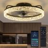 imagezouzai Low Profile Ceiling Fan with Lights and Remote 189 inch Modern Ceiling Fans Flush Mount Dimmable LED Fan Light Ceiling Fans with Lights for Bedroom Black Frosted RingBlack