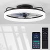 imagezouzai Low Profile Ceiling Fan with Lights and Remote 189 inch Modern Ceiling Fans Flush Mount Dimmable LED Fan Light Ceiling Fans with Lights for Bedroom Black Frosted RingBlack