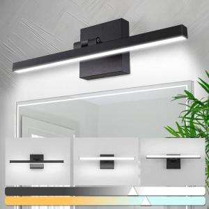 imagezouzai Modern LED Bathroom Vanity Light Bar Black IP44 Over Mirror Bath Wall Fixture 5CCT Adjustable DualSided 180 Adjustable Angle 16 inch16 inch