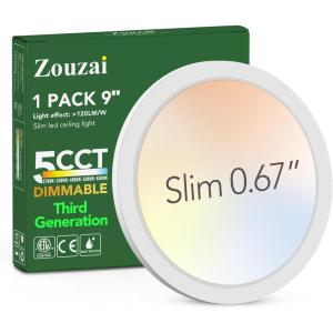 imagezouzai Third Generation LED Flush Mount Ceiling Light Dimmable 5CCT Reset 2700K3000K4000K5000K6000K7 inch 15W Ultra Thin Round Lighting Fixture for Bedroom ETL Listed 7 inch Black 12 PackWhite1 Pack