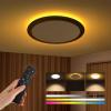 imagezouzai 12 Inch LED Flush Mount Ceiling Light Fixture with Night Light Black22W 2400LM 2700K3000K3500K4000K5000K Selectable Dimmable Ceiling Lights for BedroomRemote Control