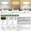 imagezouzai 12 Inch LED Flush Mount Ceiling Light Fixture with Night Light 22W 2400LM 2700K3000K3500K4000K5000K Selectable Dimmable Ceiling Lights for Bedroom Dining Room Kitchen Round White