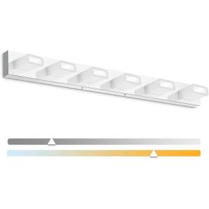 imagezouzai 41 inch 6 Lights LED Vanity Lighting FixturesOver Mirror 360 Beam Angle High Brightness 3CCT dimmableModern Chrome Bathroom Vanity Lights ETL Certificated
