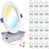 imagezouzai 24 Pack UltraThin LED Recessed Ceiling Light with Junction Box 5CCT Adjustable Dimmable CanKiller Downlight  ETL and Energy Star Certified Baffle 6 inch6 inch