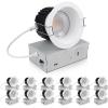 imagezouzai 12 Pack 3 Inch 5CCT LED anit Glare Down Light with Junction Box 2700K3000K3500K4000K5000K Selectable LED spot Dimmable  ETL and Energy Star Certified Black 3 inch 12 PackWhite