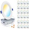 imagezouzai 24 Pack UltraThin LED Recessed Ceiling Light with Junction Box 5CCT Adjustable Dimmable CanKiller Downlight  ETL and Energy Star Certified Baffle 6 inch6 inch