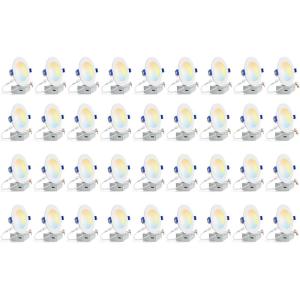 imagezouzai 36 Pack 4 Inch 5CCT UltraThin LED Recessed Ceiling Light with Junction Box 2700K3000K3500K4000K5000K Selectable 9W Eqv 80W Dimmable led can Lights  ETL and Energy Star Certified