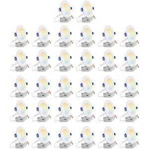 imagezouzai 32 Pack 6 Inch UltraThin LED Recessed Ceiling Light with Junction Box 5CCT Reset Dimmable