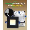 imagezouzai Square Led Recessed Lighting5CCT Ultra Thin Square Led Ceiling Light with Junction BoxCRI902700K5000K SelectableDimmable Canless DownlightETL and Energy Star Black12 Pack 4 InchBlack