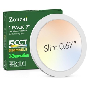 image:imagezouzai 3rd Gen 7Inch UltraThin LED Flush Mount Ceiling Light 067 LowProfile for Low Ceilings 15W 1510LM Dimmable 5CCT 2700K6000K FireRetardant ETL Listed amp Energy Star Damp RatedWhite1 Pack