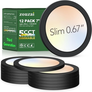 image:imagezouzai 3rd Gen 7Inch UltraThin LED Flush Mount Ceiling Light 067 LowProfile for Low Ceilings 15W 1510LM Dimmable 5CCT 2700K6000K FireRetardant ETL Listed amp Energy Star Damp RatedBlack12 Pack